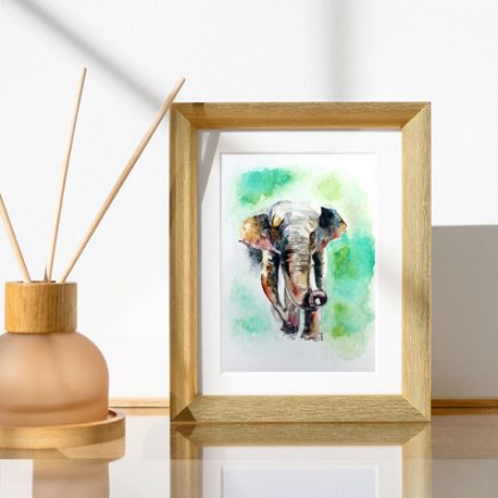 African elephant in golden frame